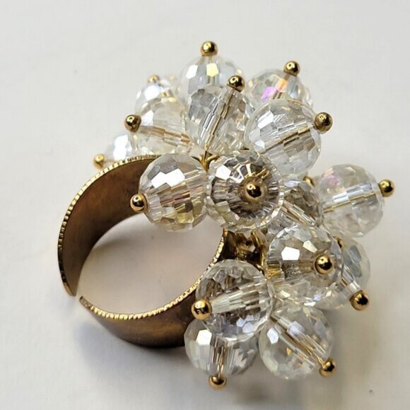 Crystal Cluster RingAdjustable Crystal Ring, Statement Crystal Ring - Picture 4 of 7